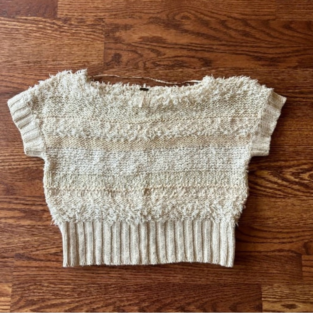 Women's Free People Cream Textured Knit Top